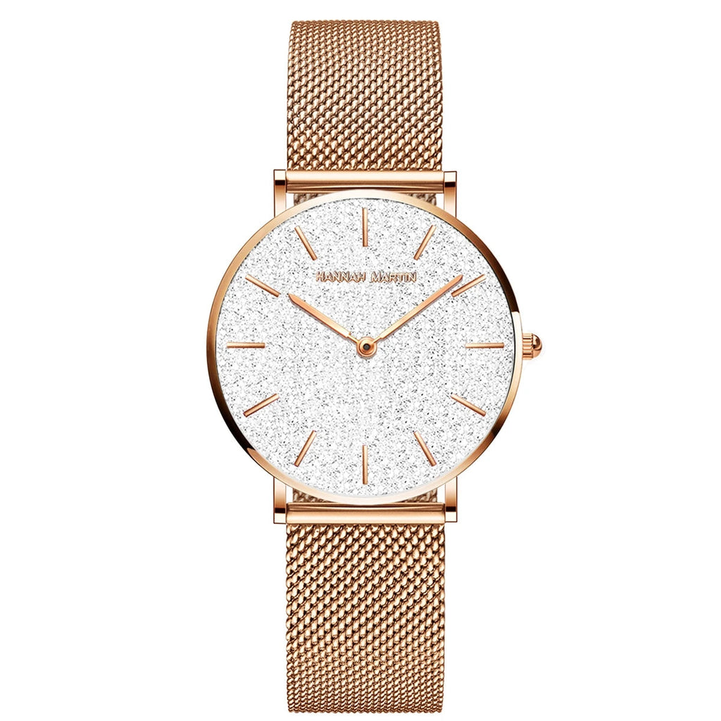 women watch rose gold waterproof quartz stainless steel elegant stylish