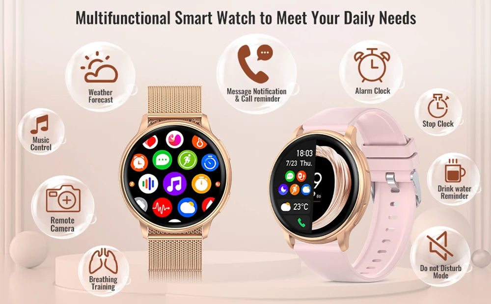 women smartwatch bluetooth fitness health sport android ios