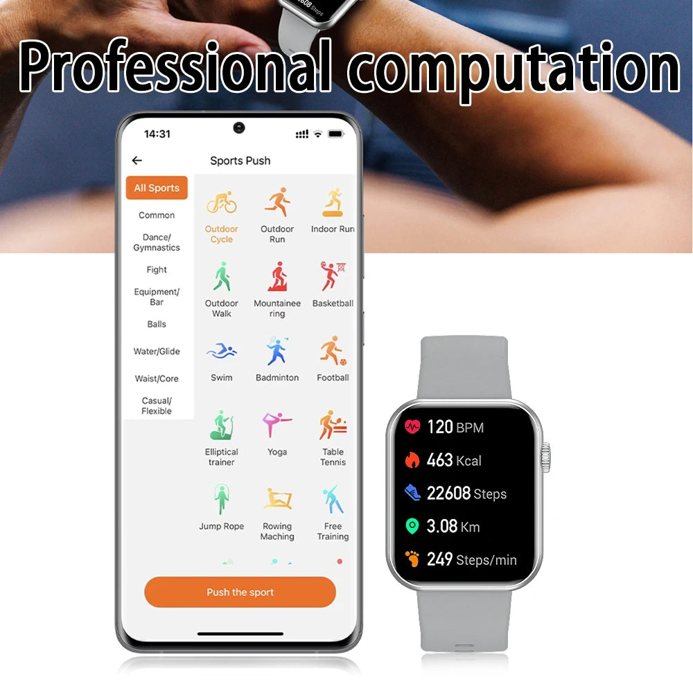 Men's smartwatch with Bluetooth calls sports modes health tracking