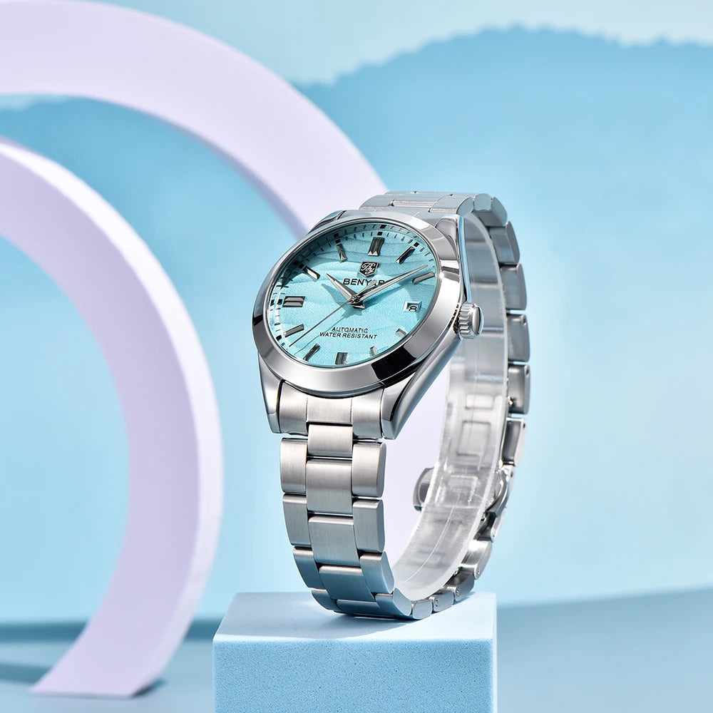 Benyar Mechanical Watch 40mm Stainless Steel Waterproof Men