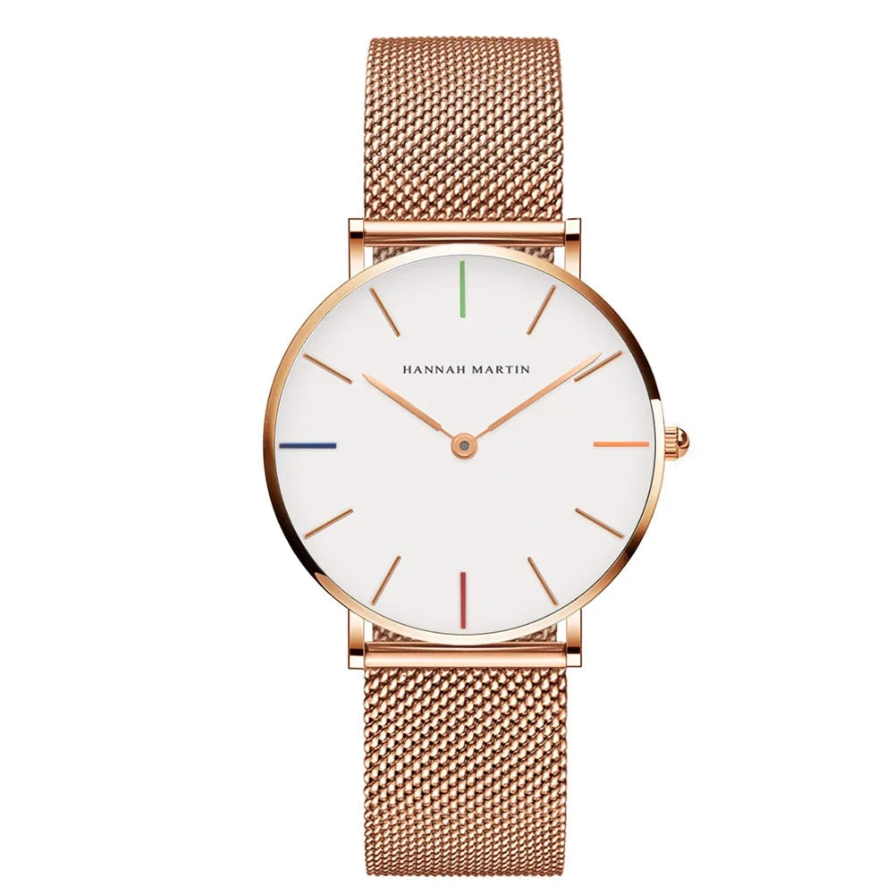 women watch rose gold waterproof quartz stainless steel elegant stylish