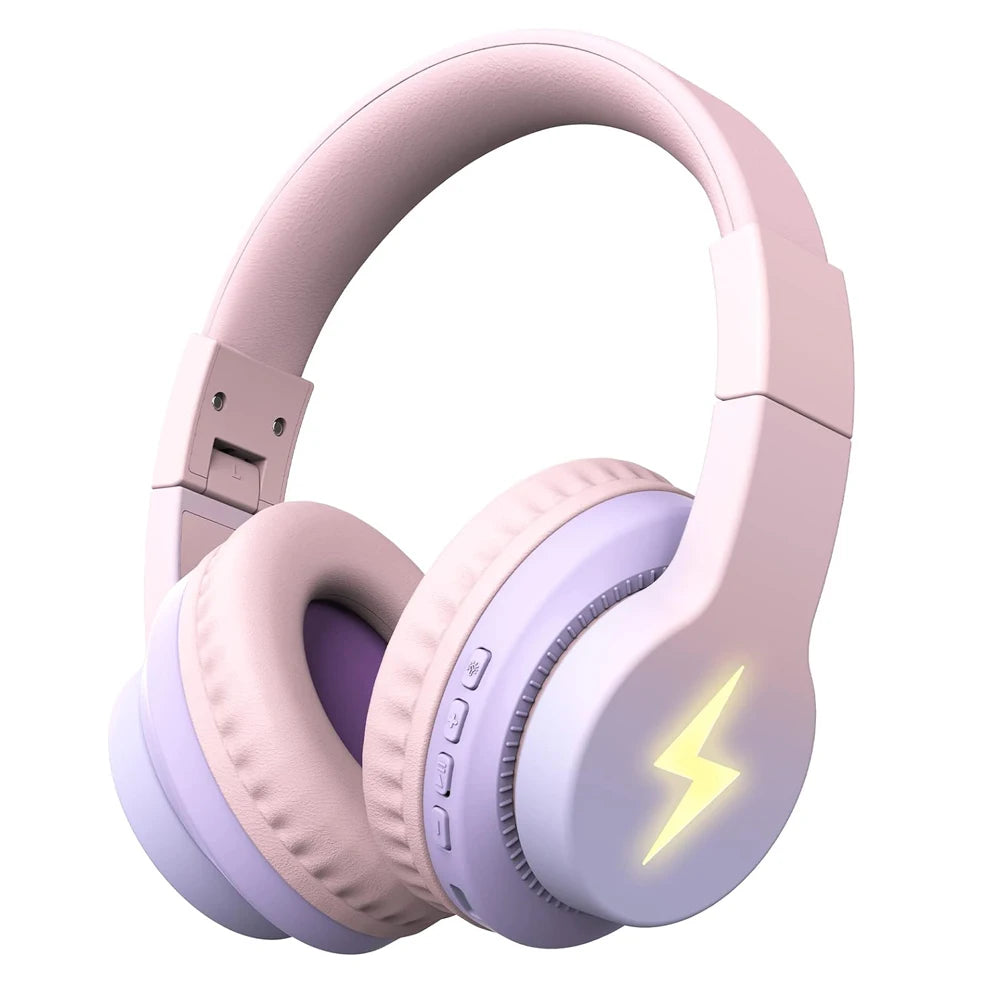 kids bluetooth headphones led over ear mic tablet