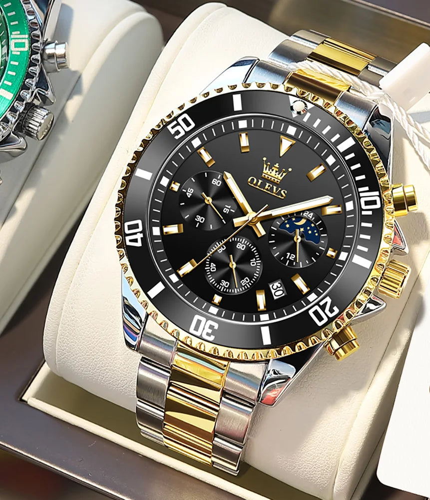 OLEVS Men Watches Luxury Waterproof Stainless Steel Chronograph