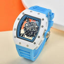 Luxury Barrel Watch Hollow Quartz Design Transparent Men’s Fashion Timepiece