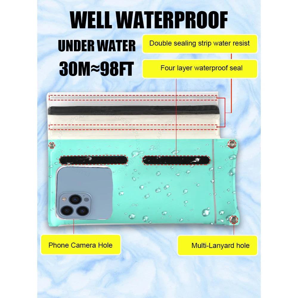 IPX8 waterproof pouch for Samsung and iPhone, perfect for swimming and underwater use