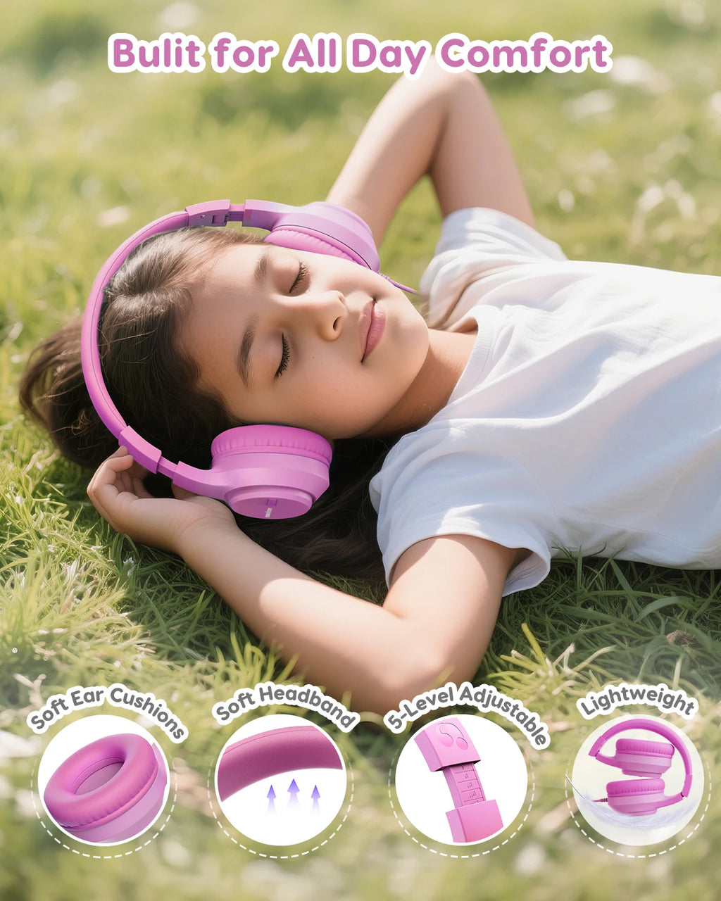 kids wired headphones stereo over ear school 3.5mm