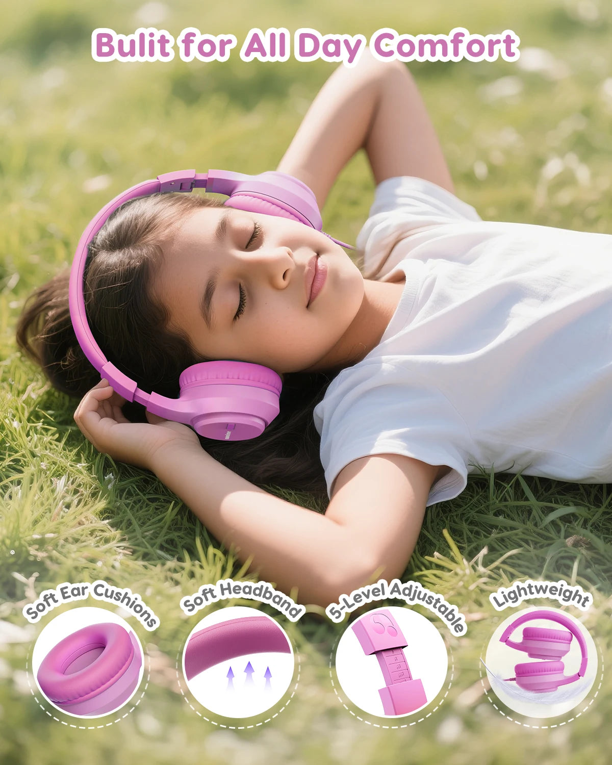kids wired headphones stereo over ear school 3.5mm