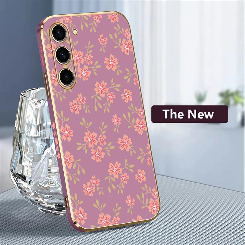 Floral silicone shockproof case for Samsung Galaxy phones