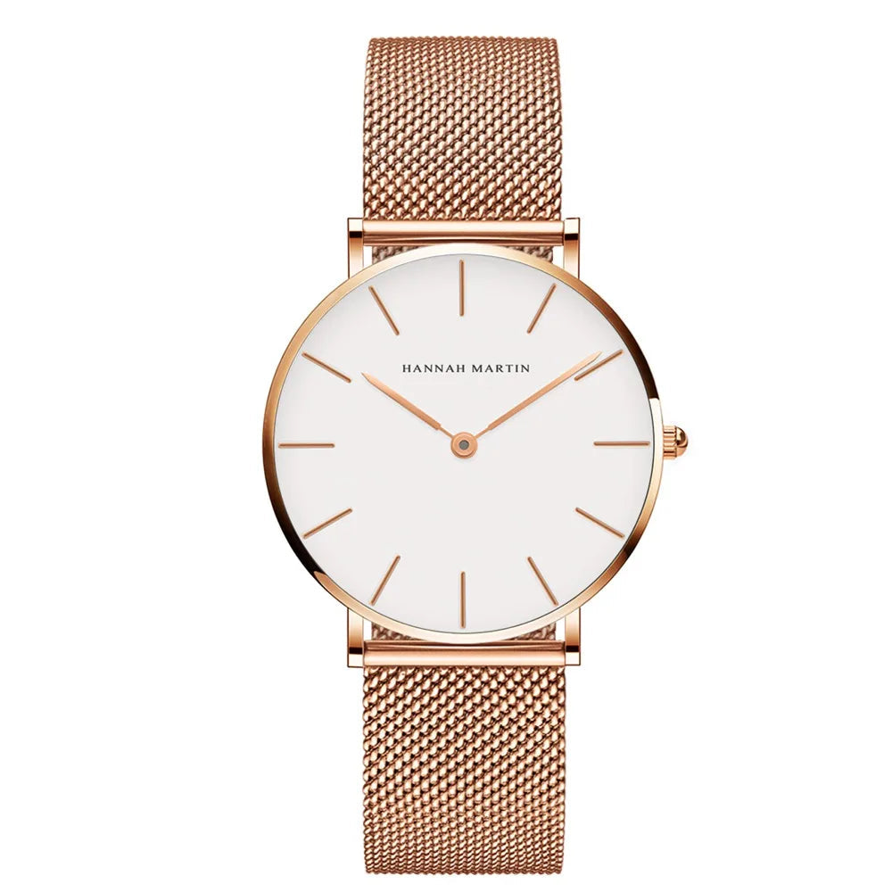 women watch rose gold waterproof quartz stainless steel elegant stylish