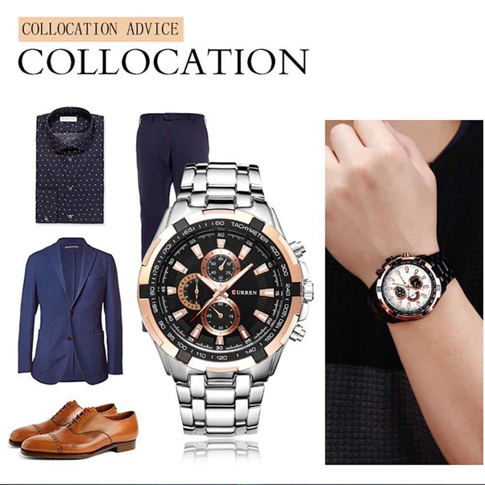 CURREN Men Quartz Watch Waterproof Large Dial