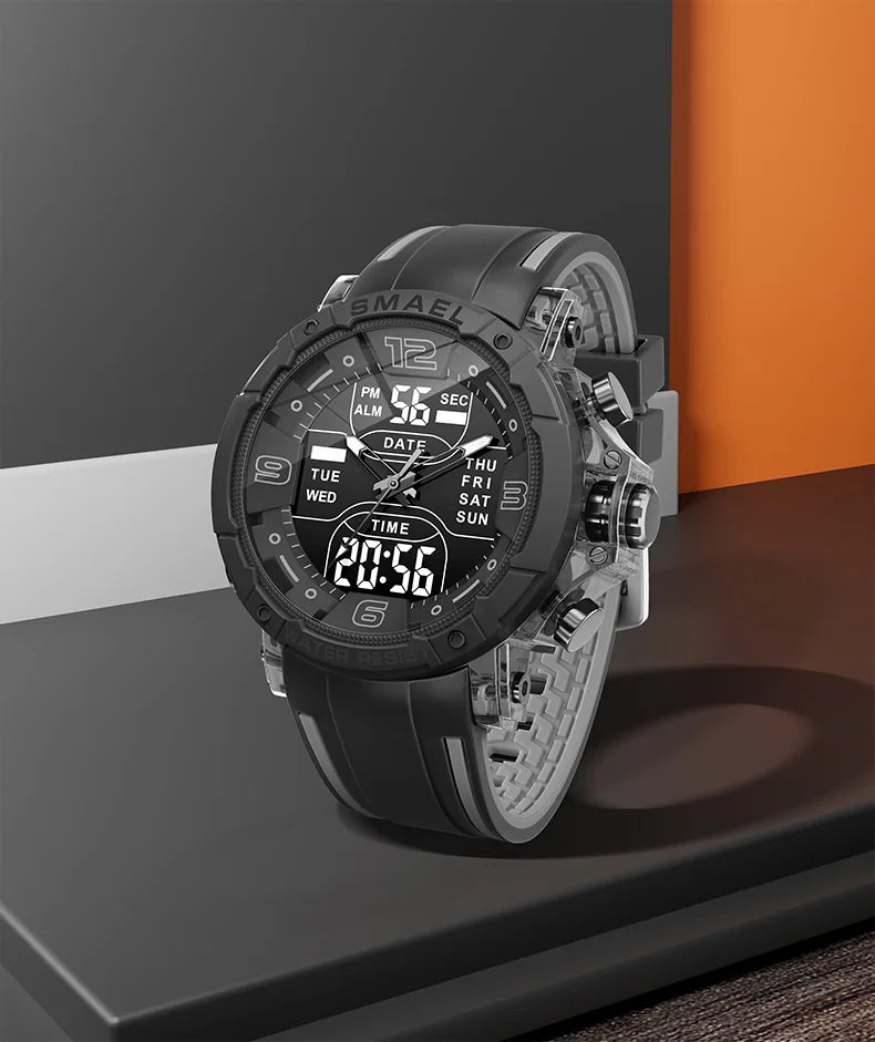SMAEL Waterproof Quartz Sport Alarm Watch Nightlight