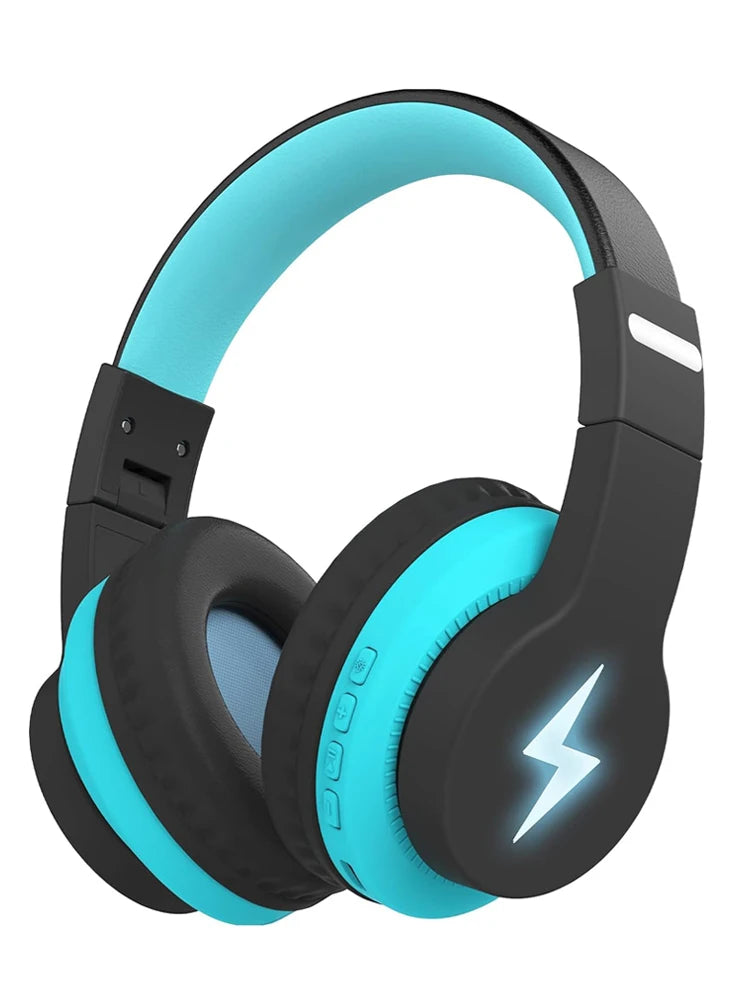 kids bluetooth headphones led over ear mic tablet