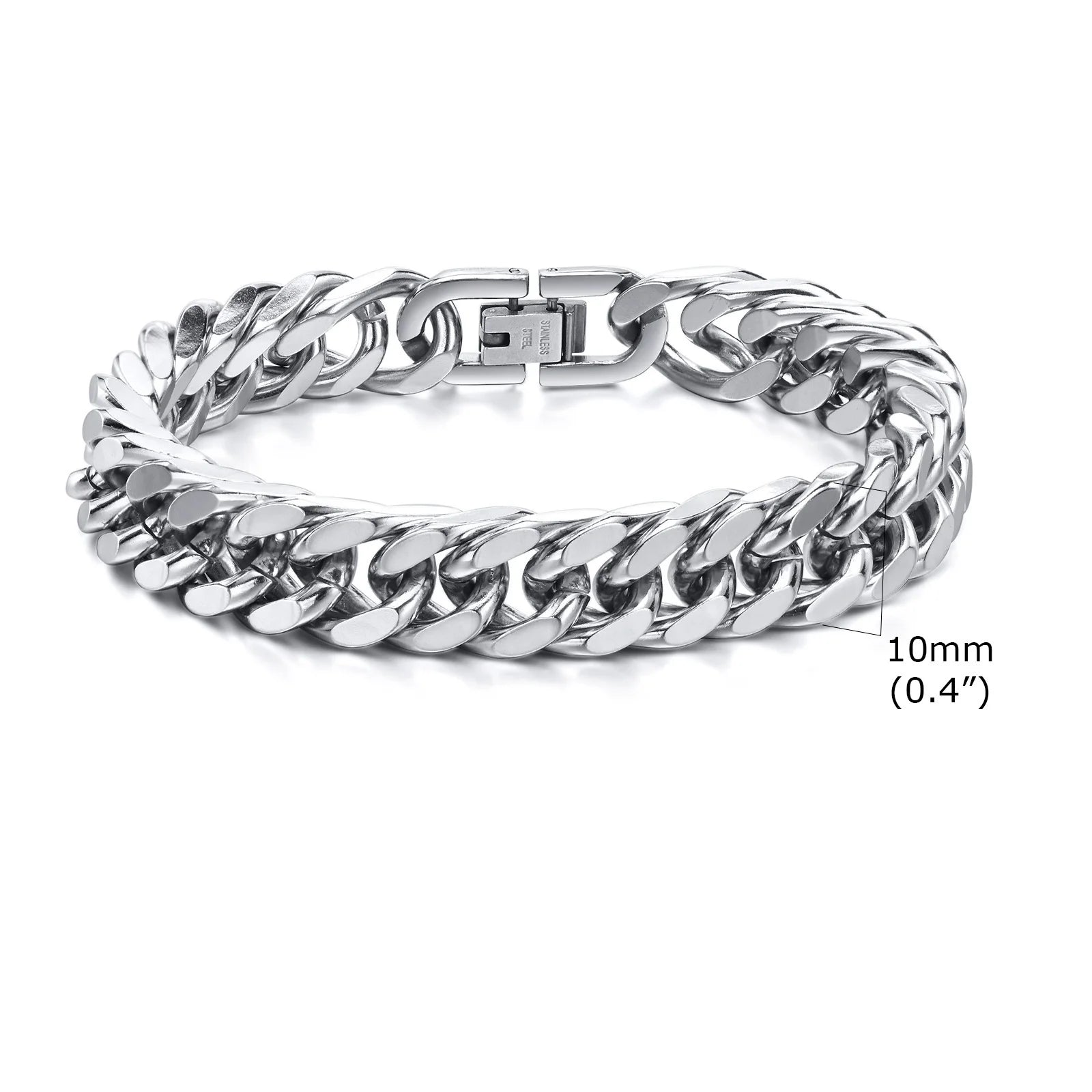 Stainless steel double curb chain bracelet for men