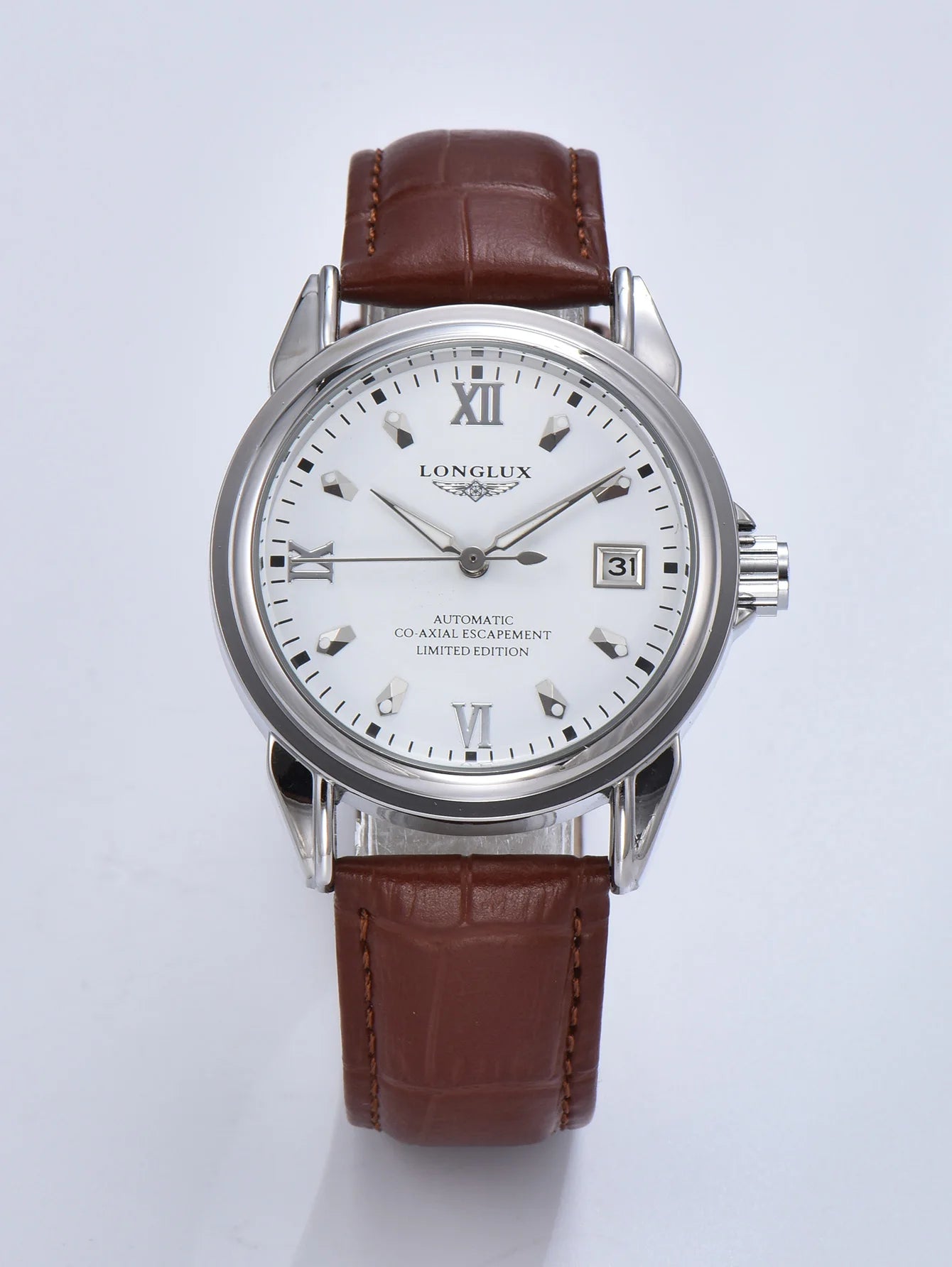 Men automatic mechanical watch waterproof leather date gift