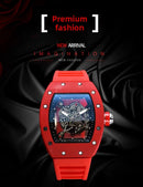 Luxury Barrel Watch Hollow Quartz Design Transparent Men’s Fashion Timepiece