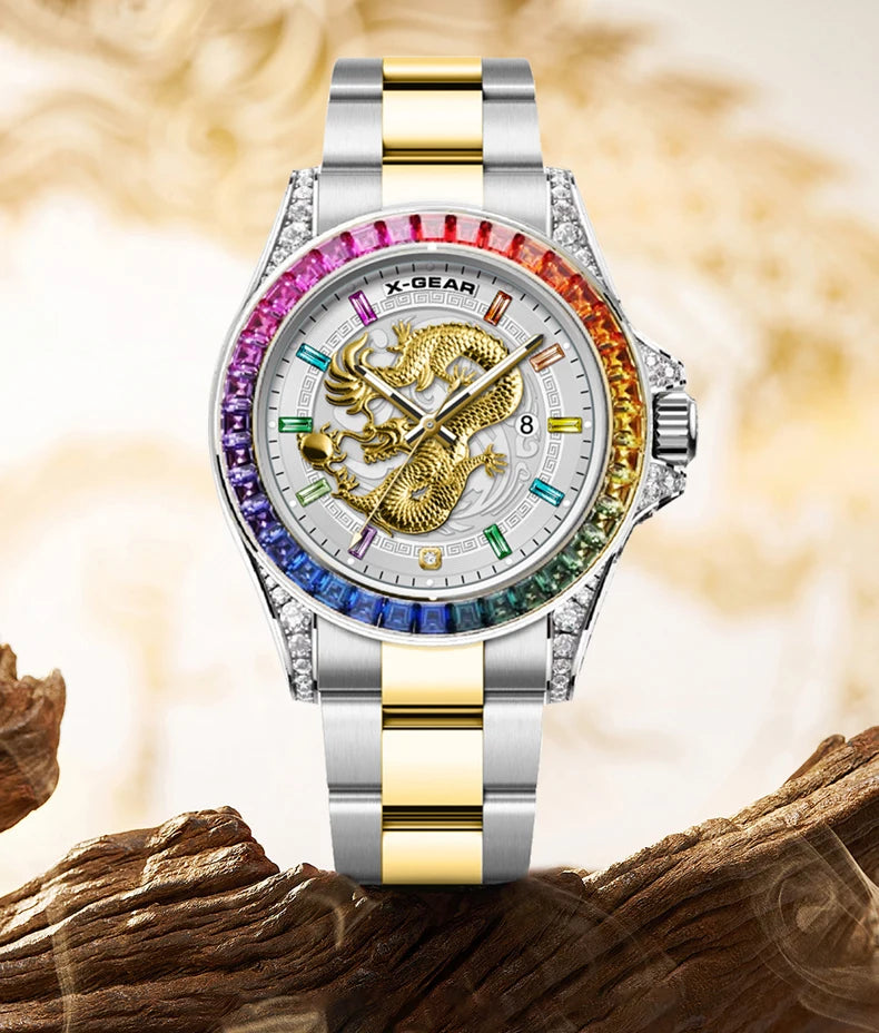X-GEAR Real Dragon Dial Men's Luxury Quartz Watch