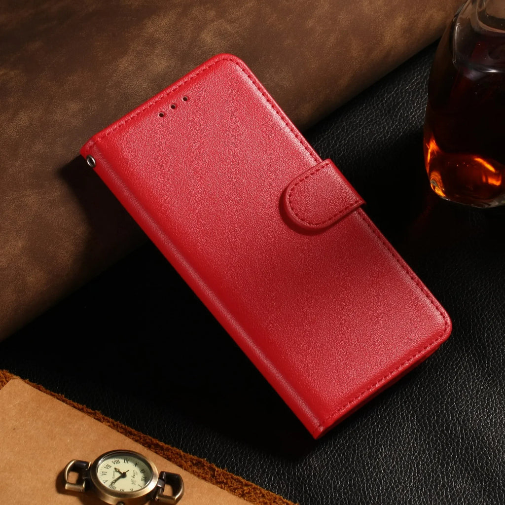 Leather flip wallet case for Samsung phone models