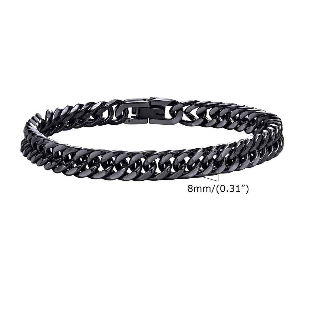 Stainless steel double curb chain bracelet for men