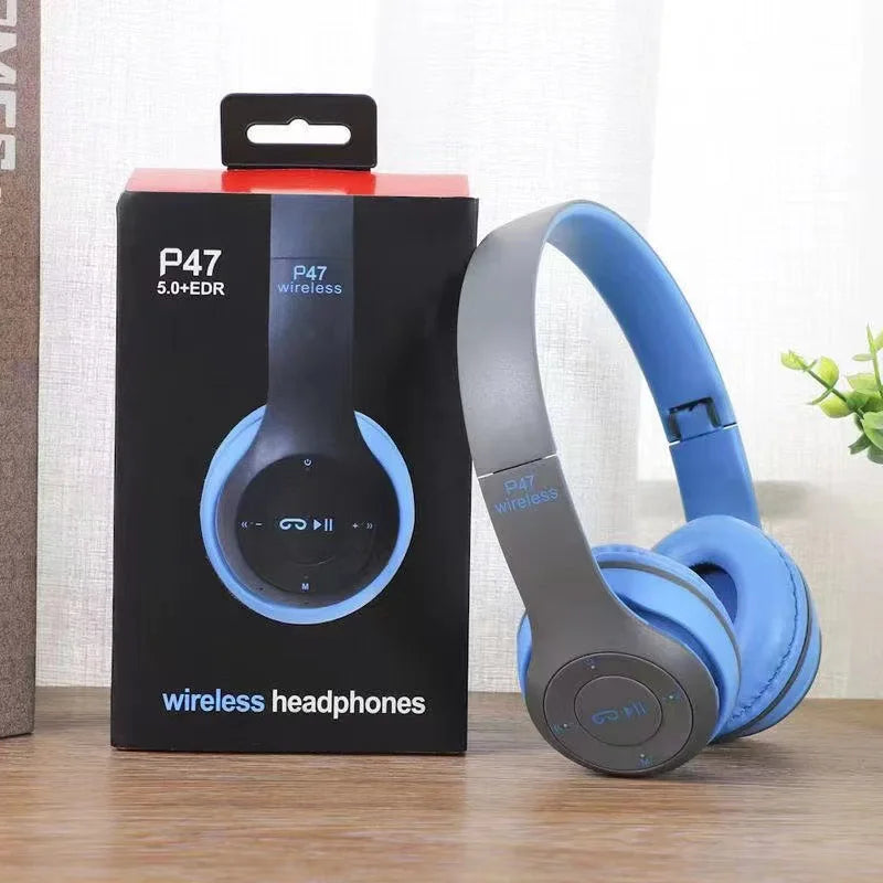 P47 Bluetooth headphones foldable HiFi stereo bass with mic