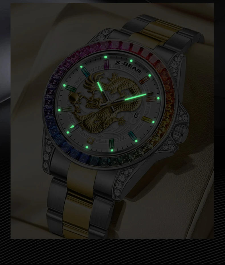 X-GEAR Real Dragon Dial Men's Luxury Quartz Watch