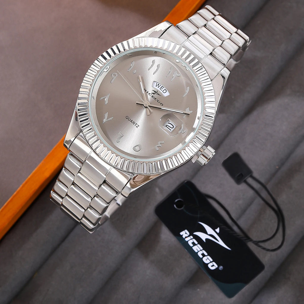 men watch stainless steel business sports calendar wristwatch