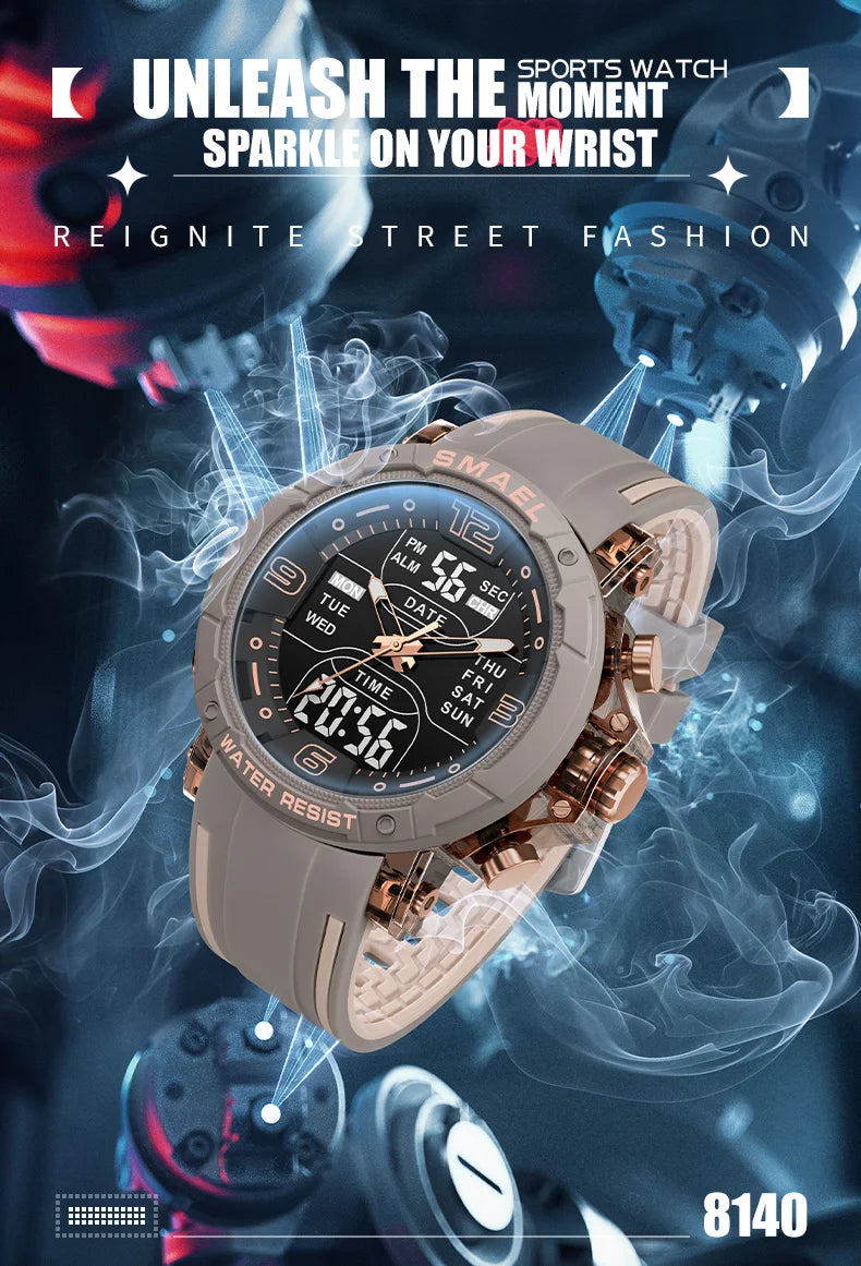 SMAEL Waterproof Quartz Sport Alarm Watch Nightlight