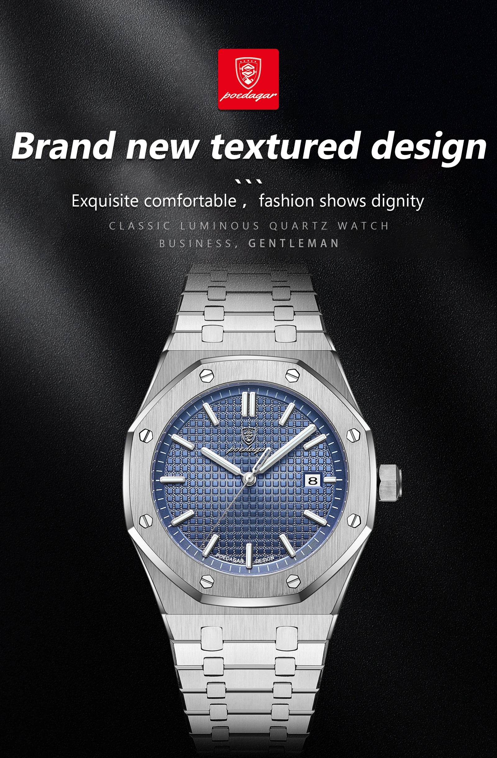 Luxury Men's Waterproof Quartz Stainless Steel Wristwatch Fashion