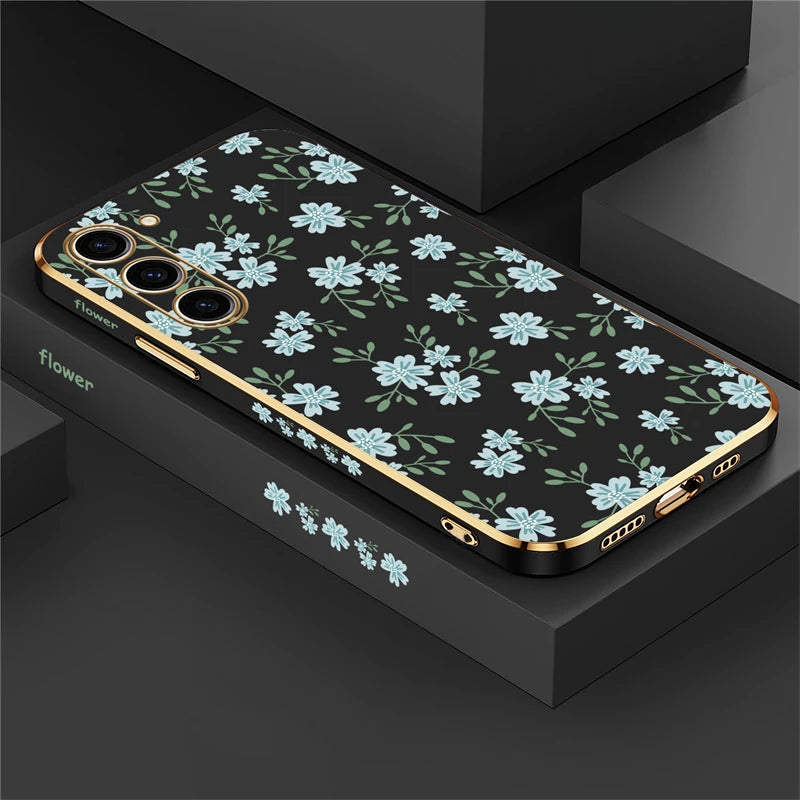 Floral silicone shockproof case for Samsung Galaxy phones