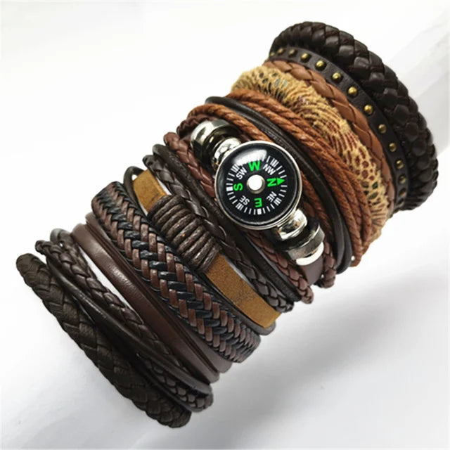 Stylish black woven bracelets handmade leather fashion gift