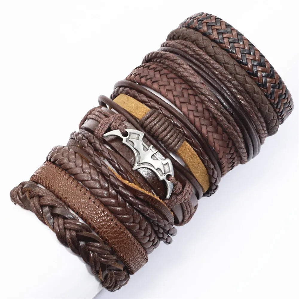 Stylish black woven bracelets handmade leather fashion gift