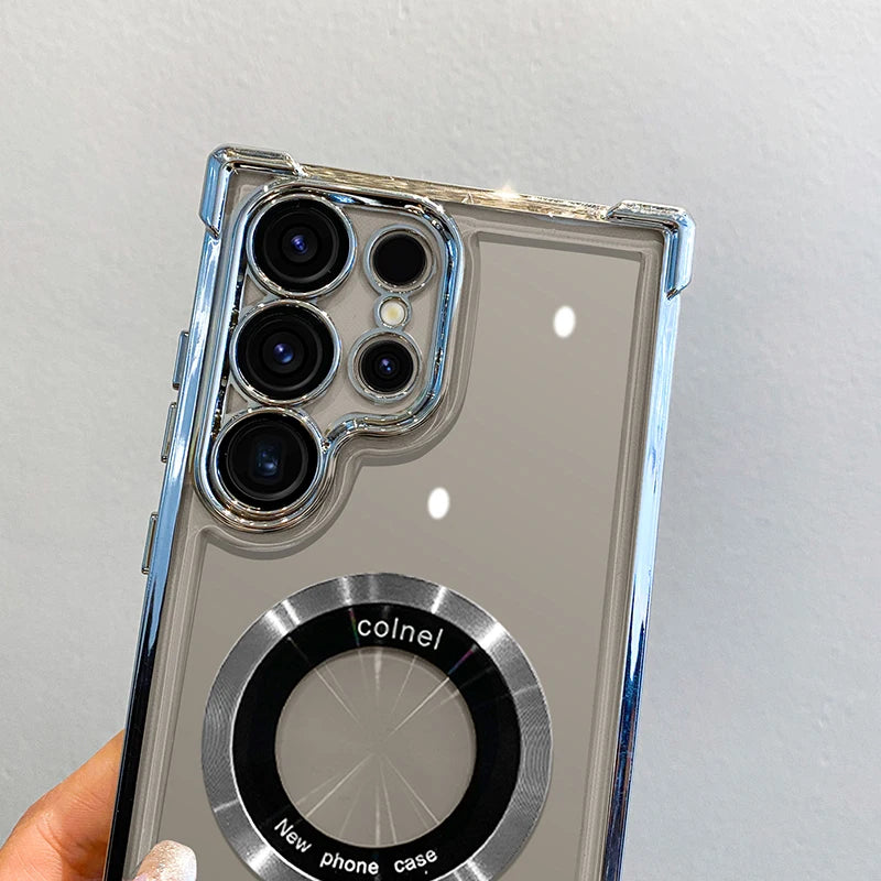 Luxury magnetic wireless charging case Samsung clear protection