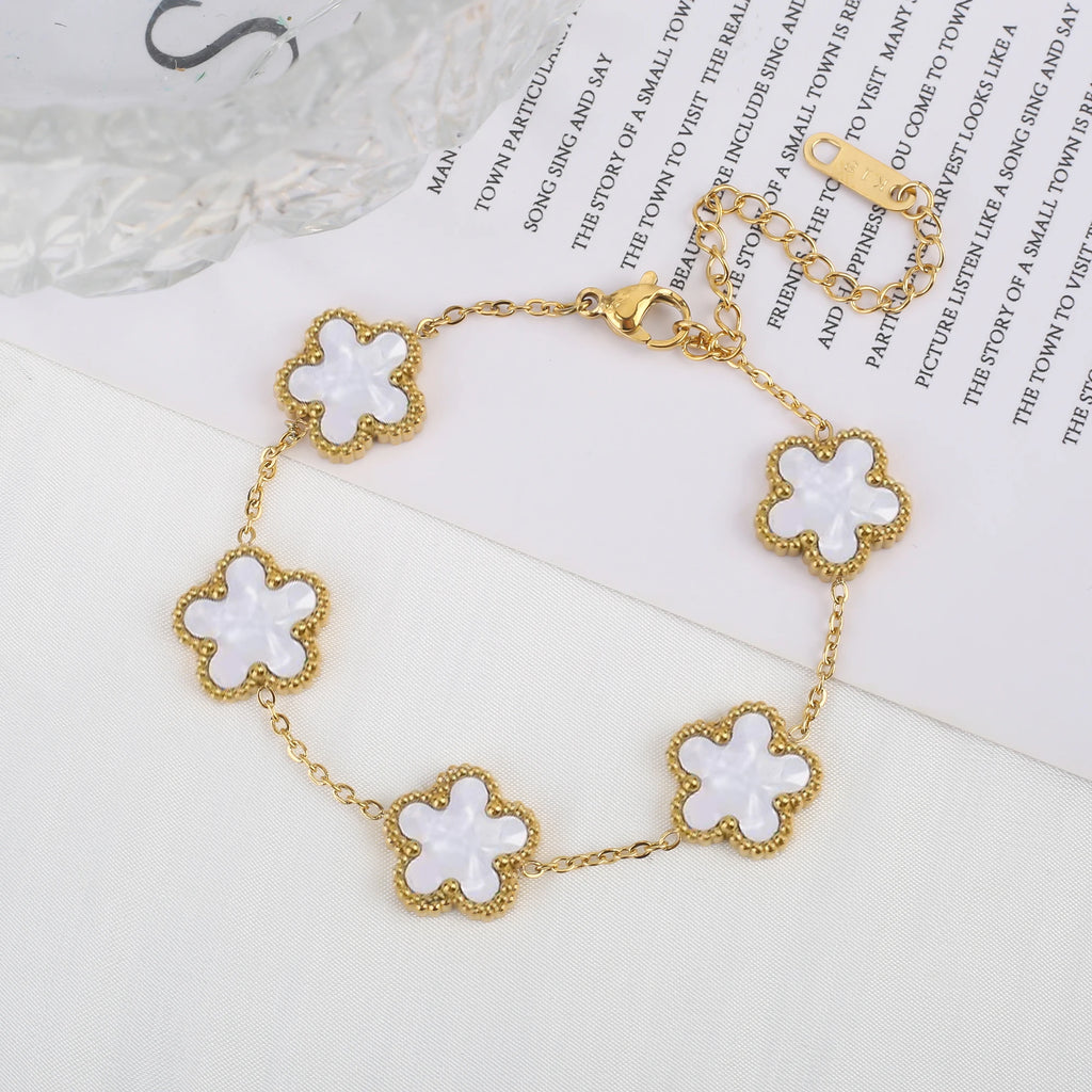 Luxury stainless steel clover bracelet women adjustable fashion