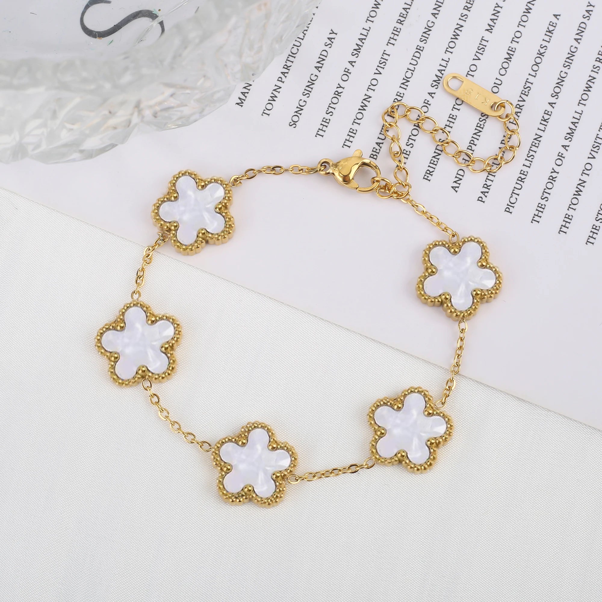 Luxury stainless steel clover bracelet women adjustable fashion