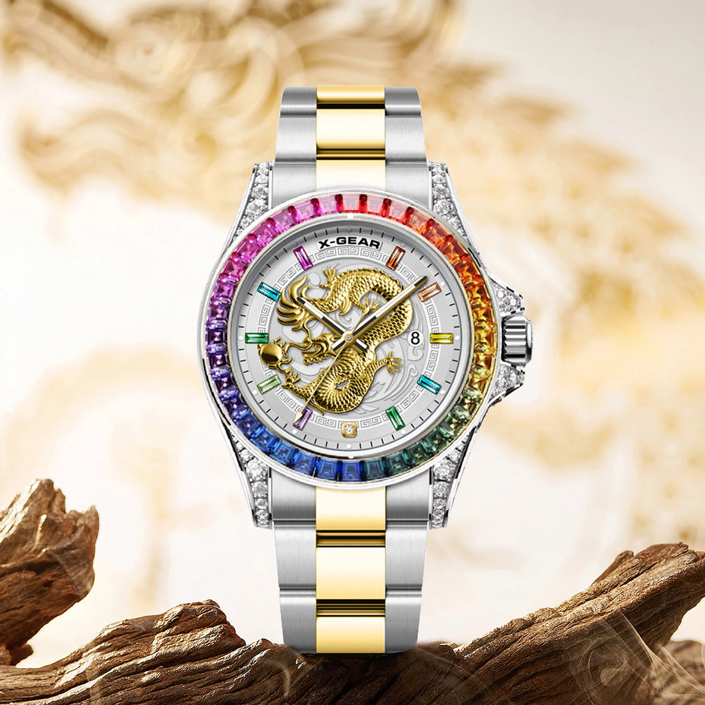 X-GEAR Real Dragon Dial Men's Luxury Quartz Watch