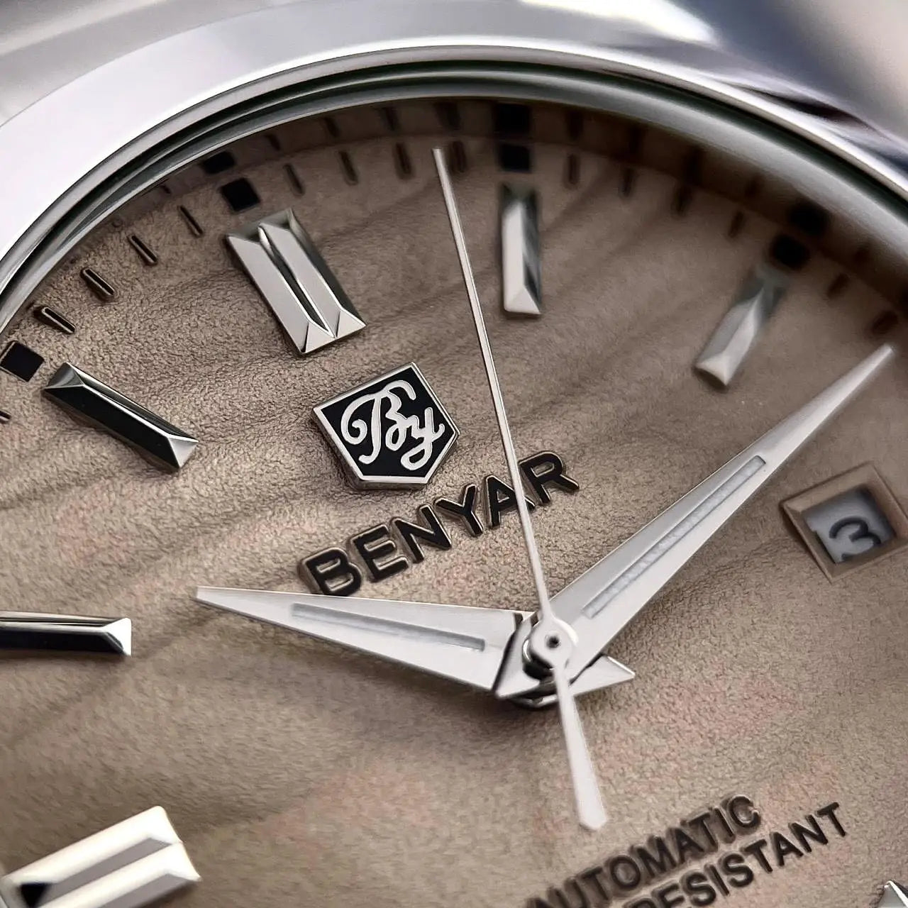 Benyar Mechanical Watch 40mm Stainless Steel Waterproof Men