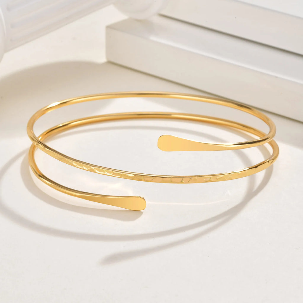 Minimalist gold upper arm cuff bracelet women