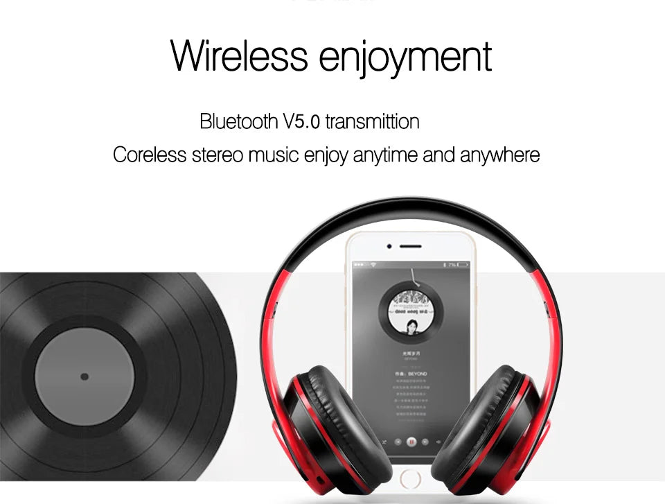 Foldable Wireless Bluetooth Headphones Over-Ear Kids Adults