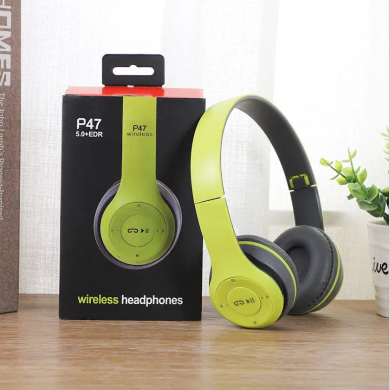 P47 Bluetooth headphones foldable HiFi stereo bass with mic