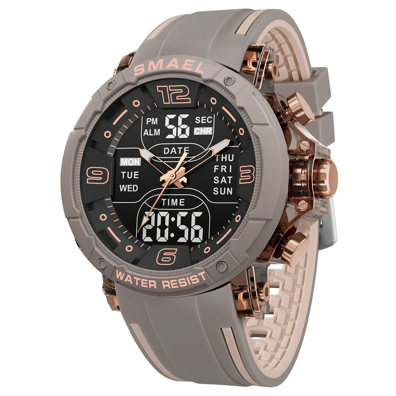 SMAEL Waterproof Quartz Sport Alarm Watch Nightlight