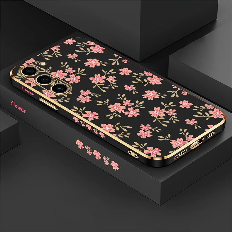 Floral silicone shockproof case for Samsung Galaxy phones