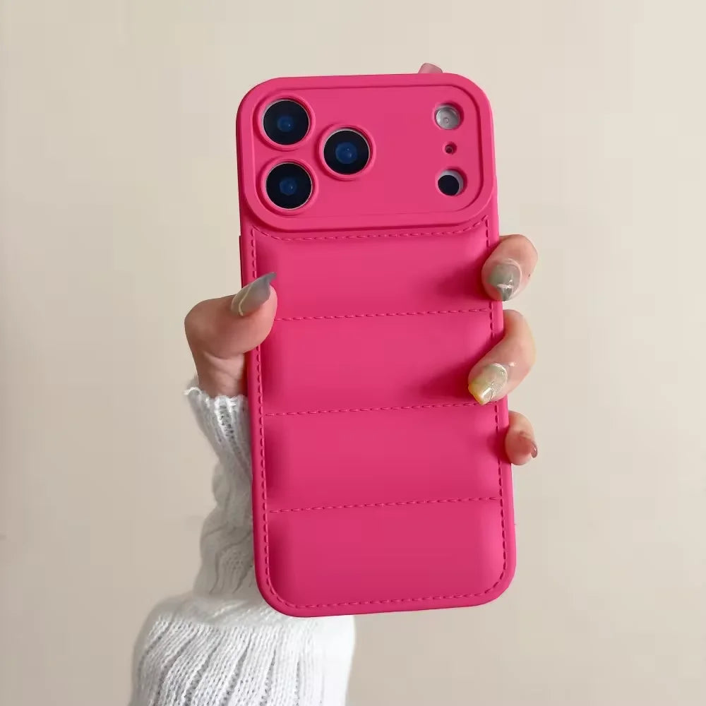 Luxury puffer iPhone case winter soft silicone protection