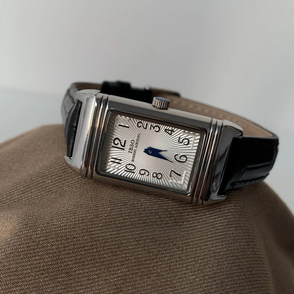 Retro Leather Quartz Digital Square Watch