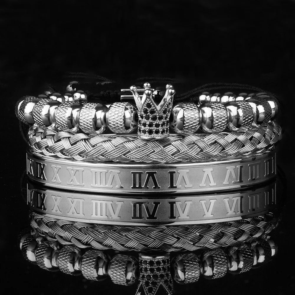 royal king crown cz bracelets men luxury adjustable