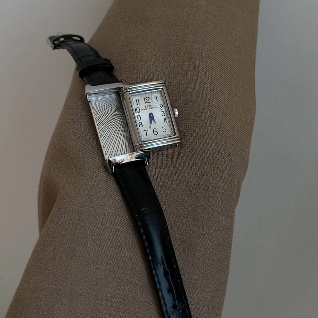 Retro Leather Quartz Digital Square Watch