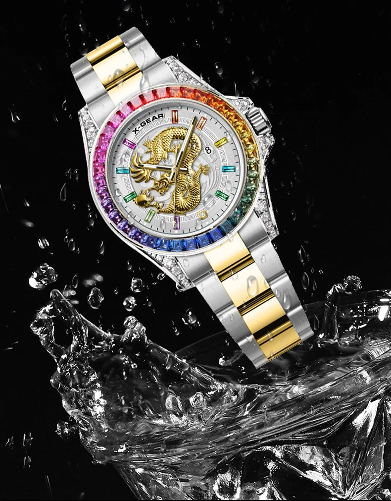 X-GEAR Real Dragon Dial Men's Luxury Quartz Watch