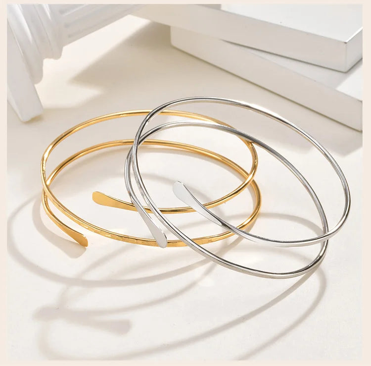 Minimalist gold upper arm cuff bracelet women