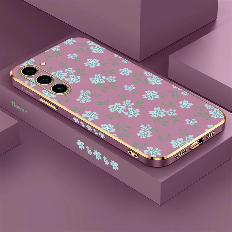 Floral silicone shockproof case for Samsung Galaxy phones