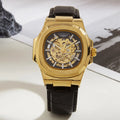 Longlux automatic mechanical watch luxury waterproof skeleton leather