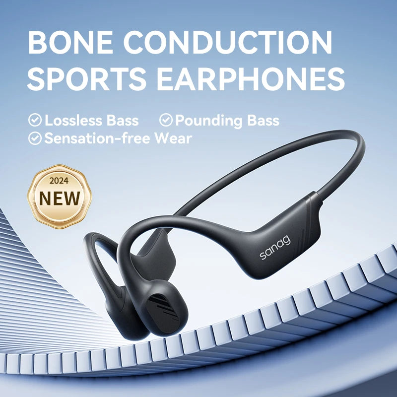 Bone Conduction Wireless Bluetooth Earphones HiFi Waterproof Sports