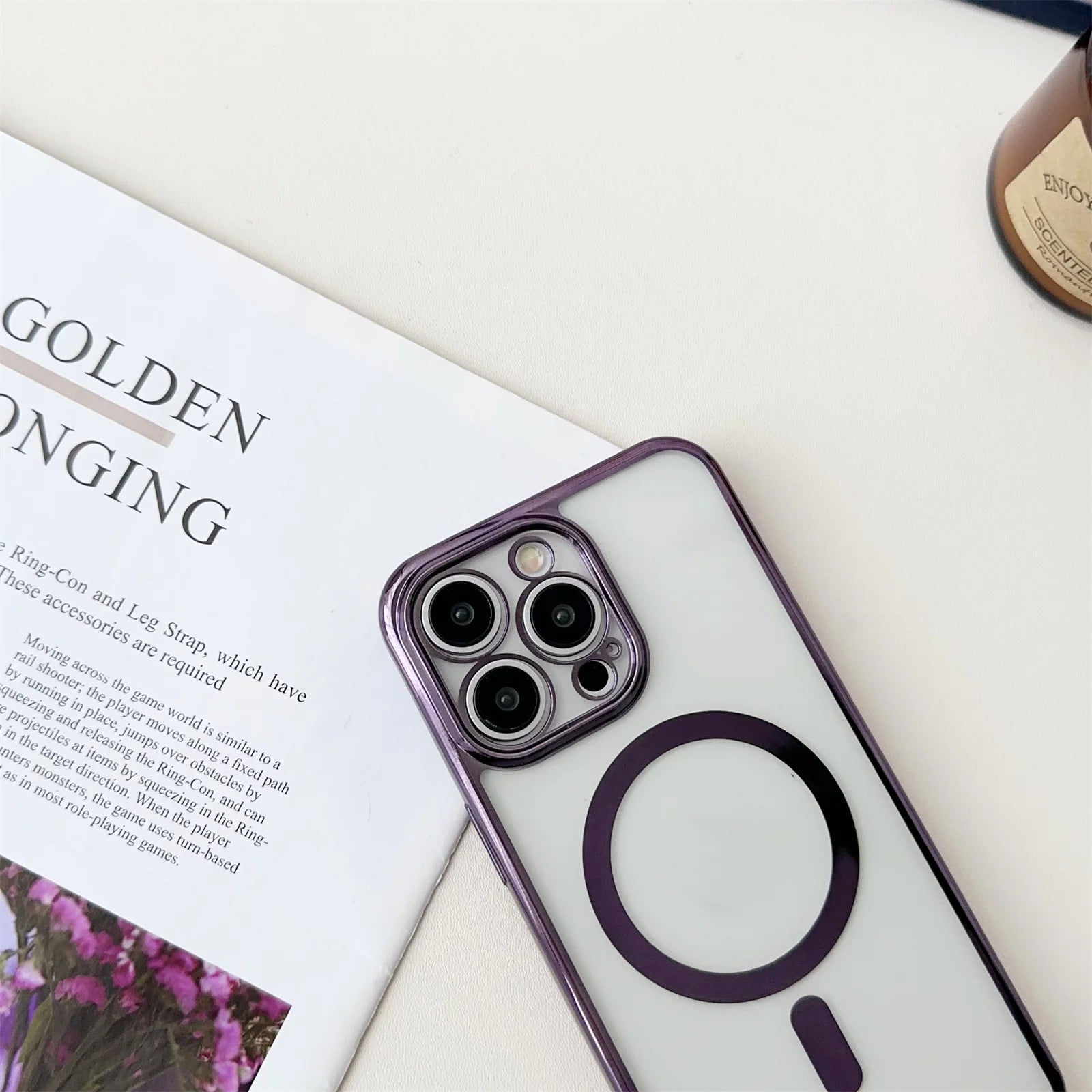 MagSafe clear magnetic iPhone case with lanyard strap